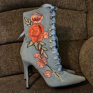 Denim ankle boots